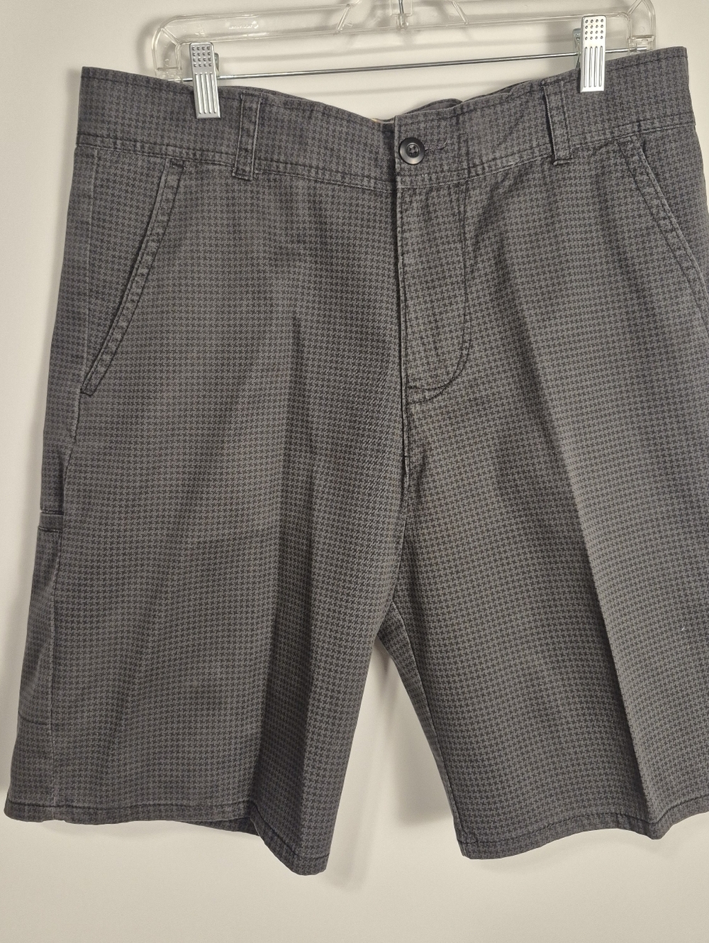 Ocean Pacific OP Mens Shorts Size 36 Gray Houndstooth Utility Pocket Cotton